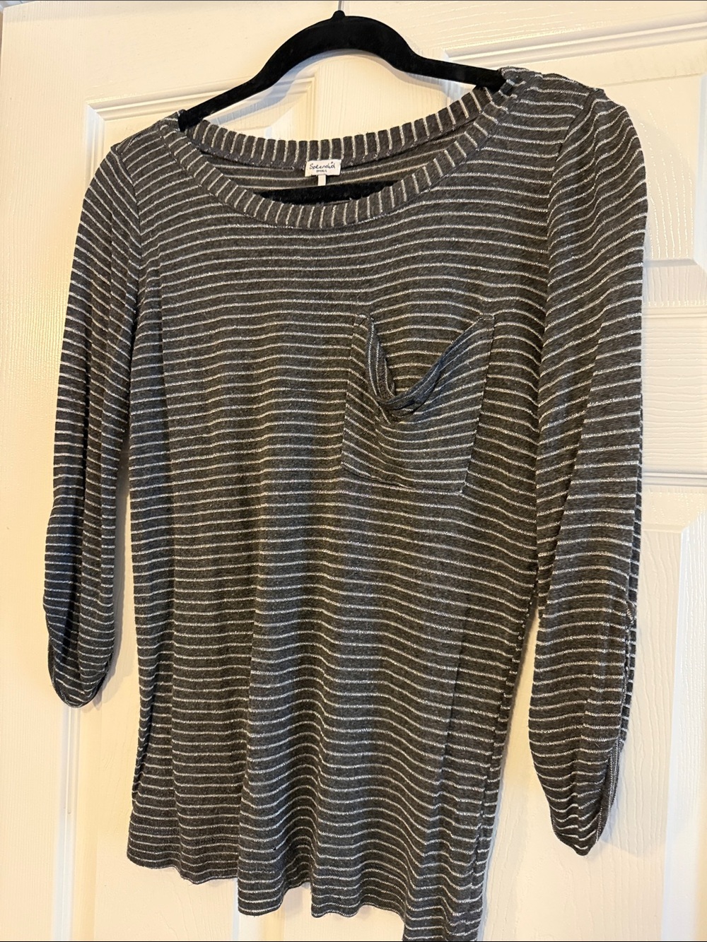 Splendid Charcoal and White Striped Sleeve Top